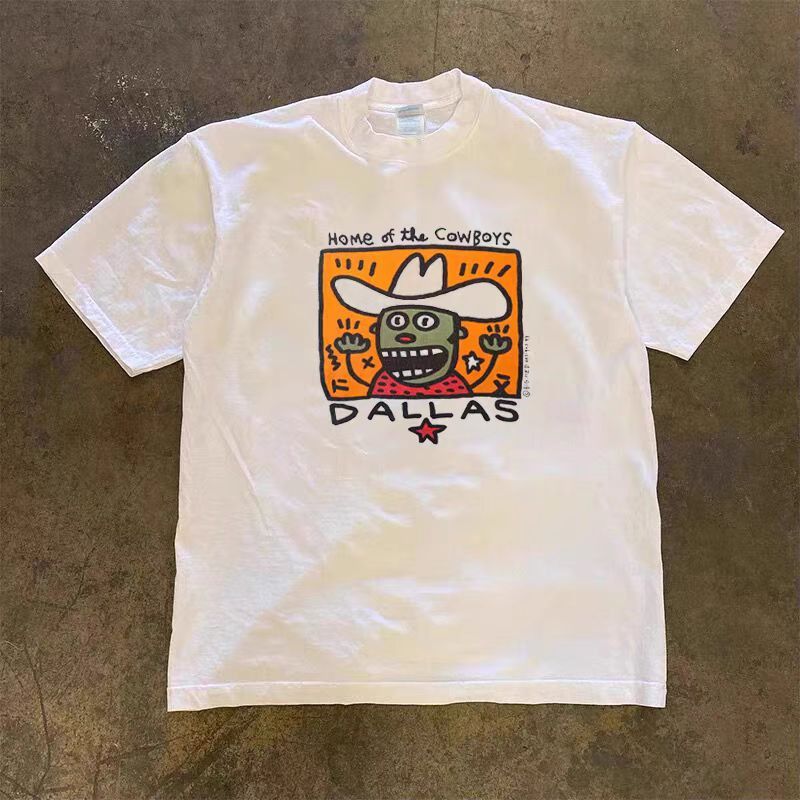 Vintage Street fashion casual cartoon cowboy print t-shirt Size US M / EU 48-50 / 2 - 1 Thumbnail