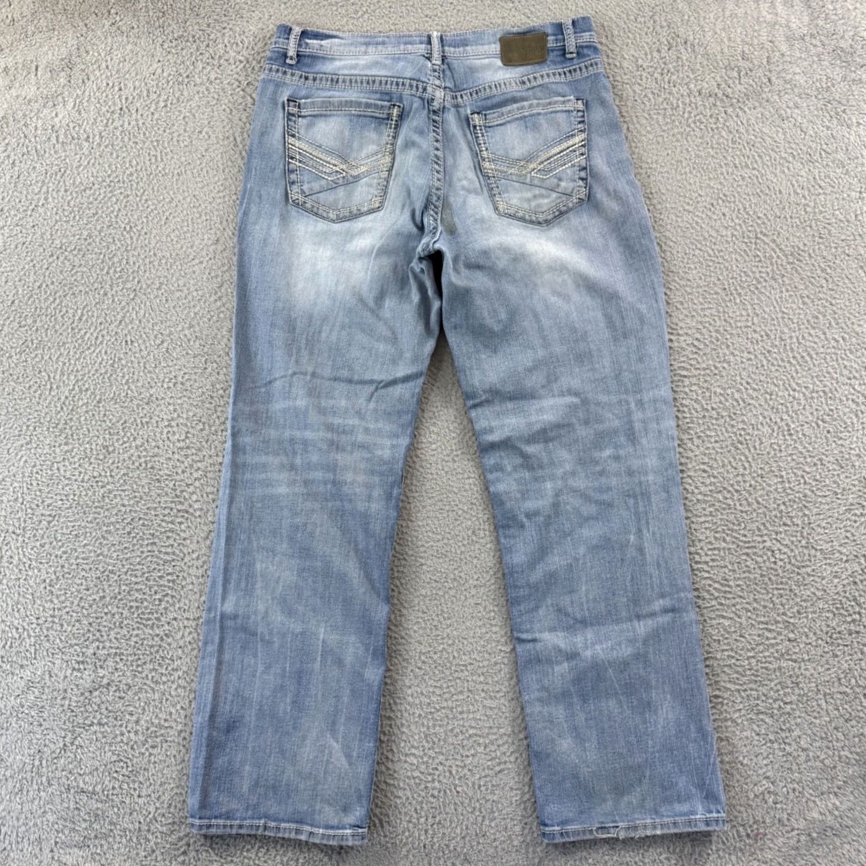 Vintage BKE Buckle Jeans Mens 34x33 Blue Denim Western Bootcut Zip Button 5-Pocket M 4 Seasons 90s Cowboy Rich Regular Fit Size US 34 / EU 50 - 7 Thumbnail