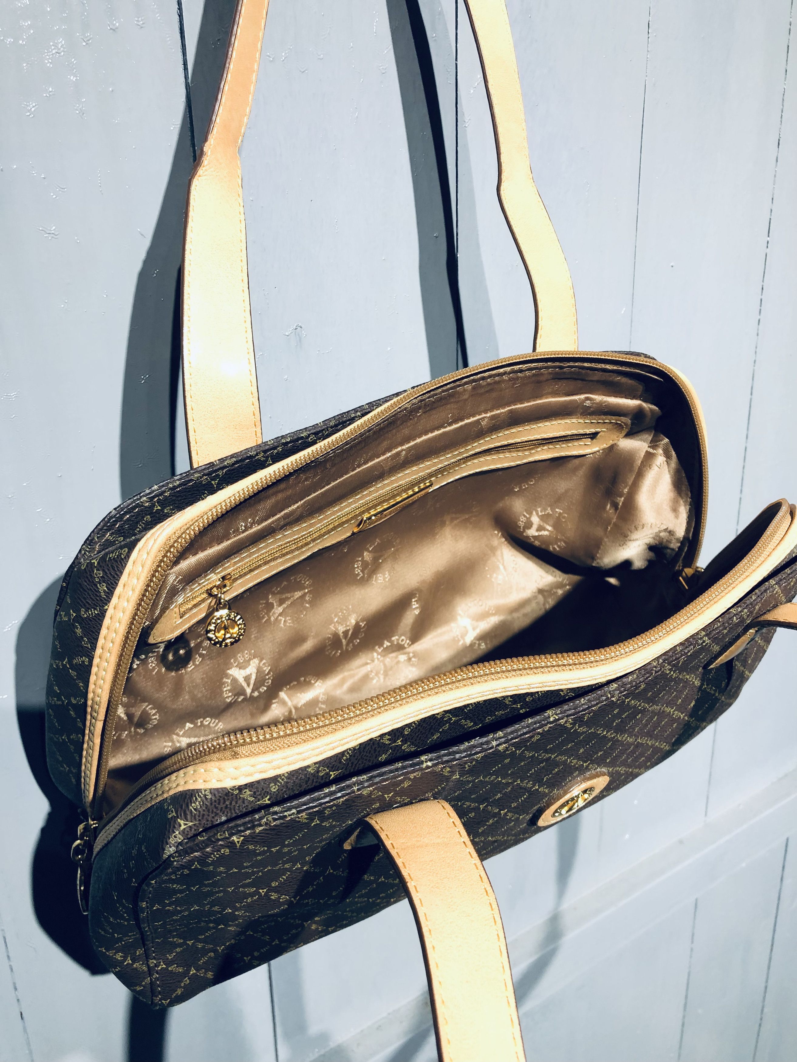 Leather Authentic LaTour Eiffel 1887 Brown Leather Handbag|Purse Size ONE SIZE - 10 Thumbnail