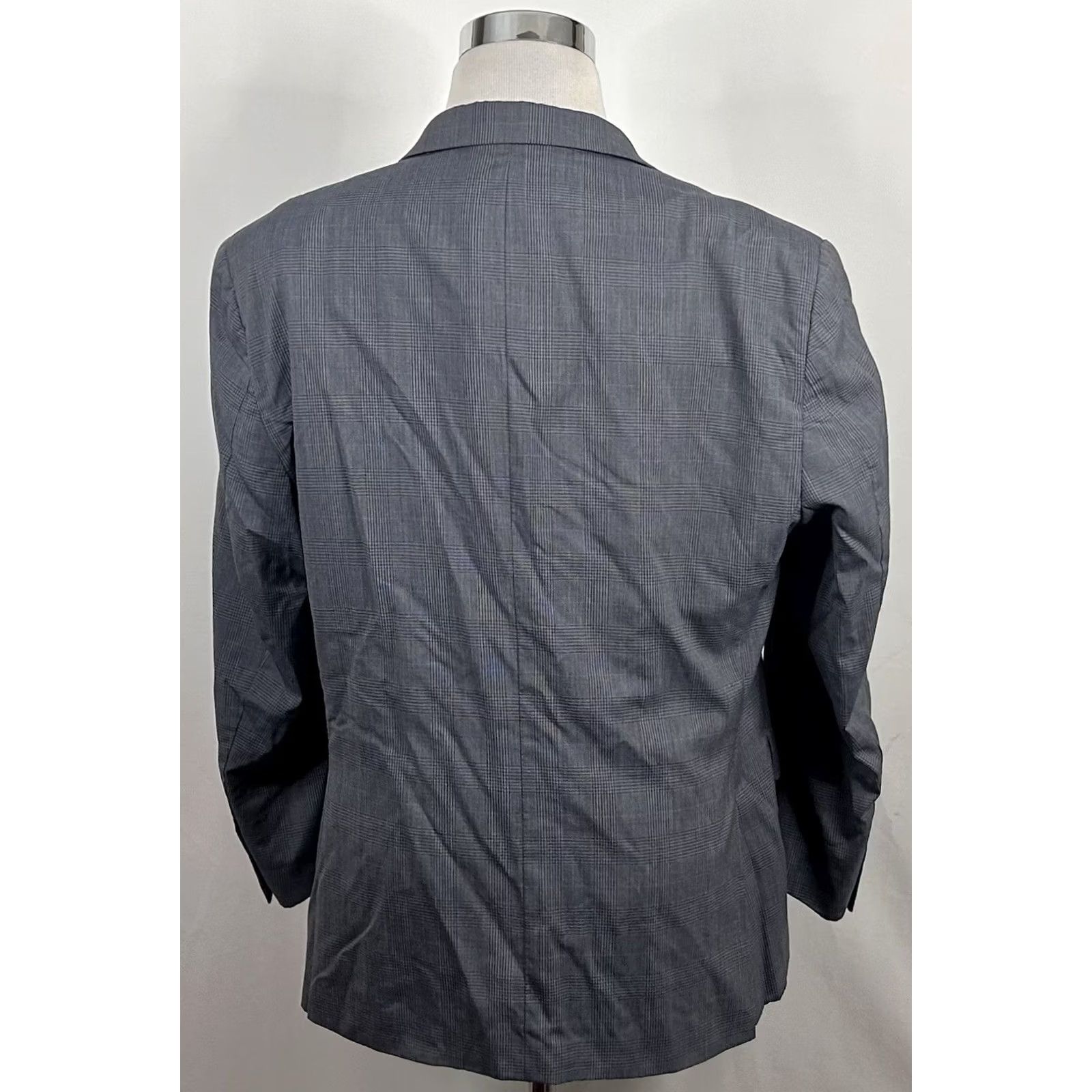 Jos. A. Bank Jos A Bank 44S Tailored Fit Sport Coat Two-Button 100% Wool Gray Glen Plaid Jacket Mens Regular Short Length Size US XS / EU 42 / 0 - 7 Thumbnail