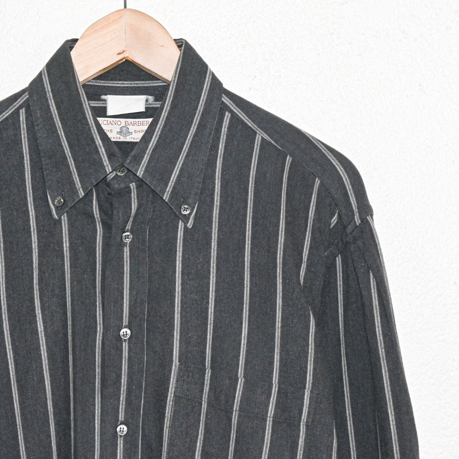 Luciano Barbera Vtg Luciano Barbera Button Down Flannel Shirt Charcoal Grey Size US M / EU 48-50 / 2 - 3 Thumbnail