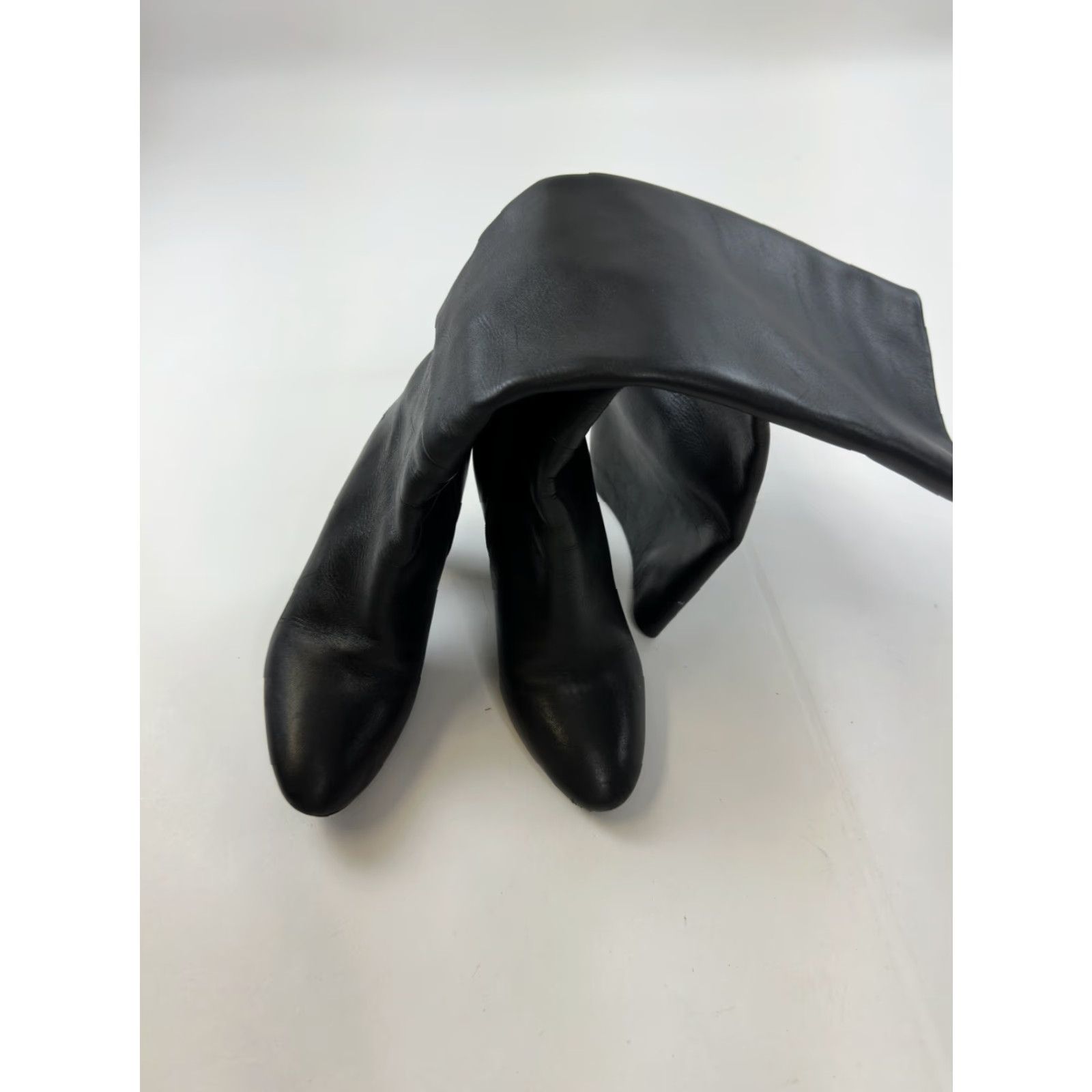 Vintage Witchery Knee High Boots Women’s 38 Black Leather Riding Boot Buckle Zip Adjustable Strap Block Heel Womens Size US 8 / IT 38 - 3 Thumbnail
