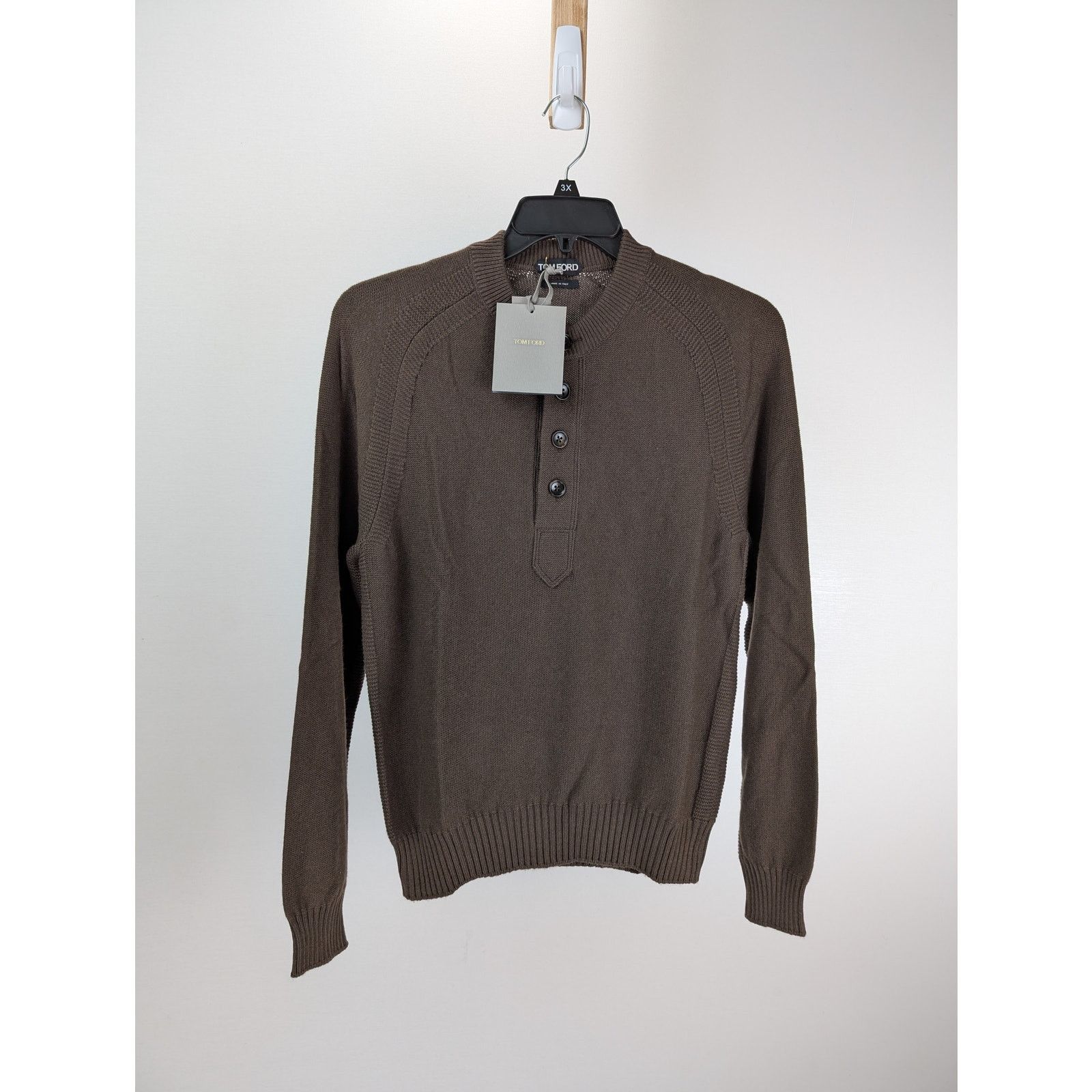 Tom Ford o1rshd1 CC20 Henley Knitwear Sweatshirt in Brown Size US M / EU 48-50 / 2 - 1 Thumbnail