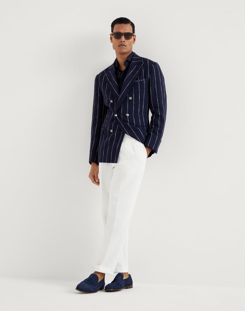 Brunello Cucinelli o1w1db10825 Suit-Type Jacket in Blue/White Size US L / EU 52-54 / 3 - 5 Thumbnail