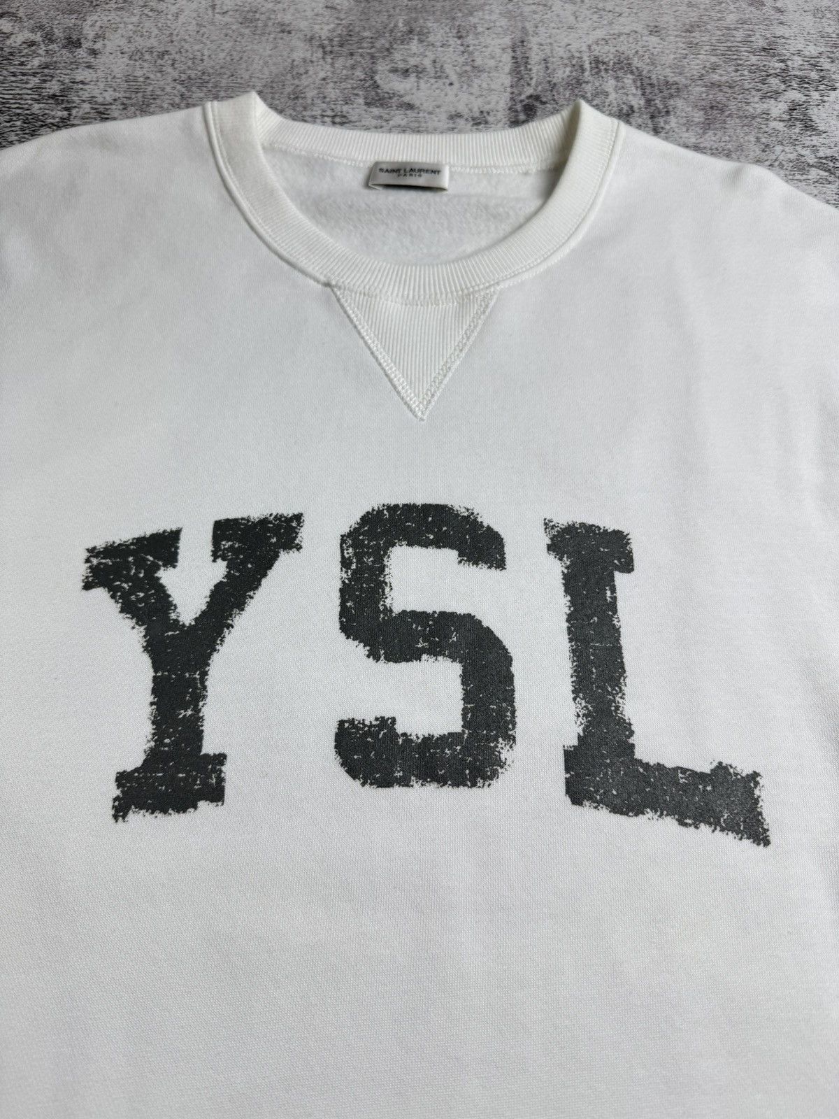 Saint Laurent Paris SAINT LAURENT Paris 2021 YSL Logo Cotton White Crew Sweatshirt Pullover Hoodie Size US L / EU 52-54 / 3 - 7 Thumbnail