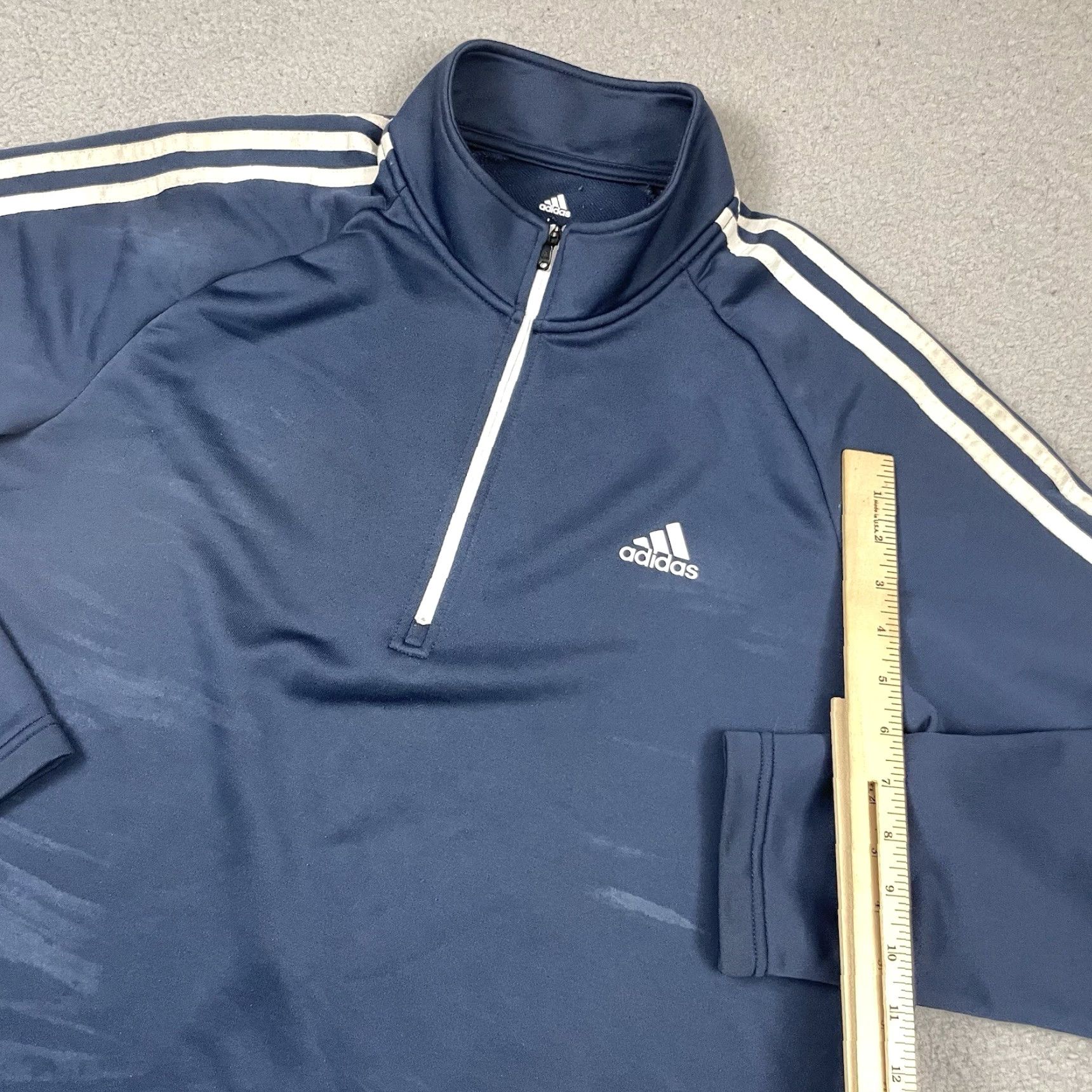 Adidas Adidas Shirt Men's L Blue 1/4 Zip Short Sleeve Golf Baseball Stripe Pullover Size US L / EU 52-54 / 3 - 6 Thumbnail