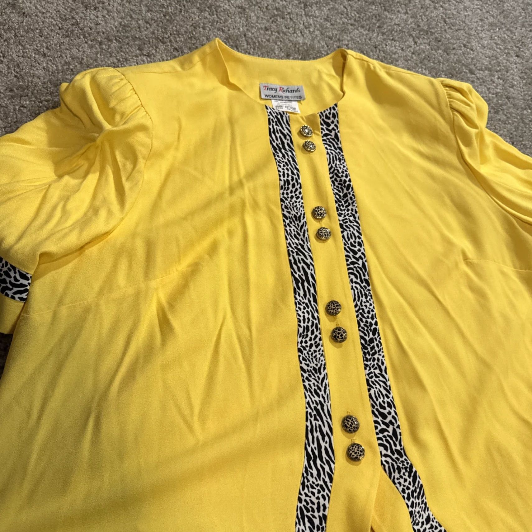 Vintage VINTAGE Tracy Richards Business Suit Blazer Skirt Women 22W Black Yellow 80s Size 40" / US 18 - 3 Thumbnail