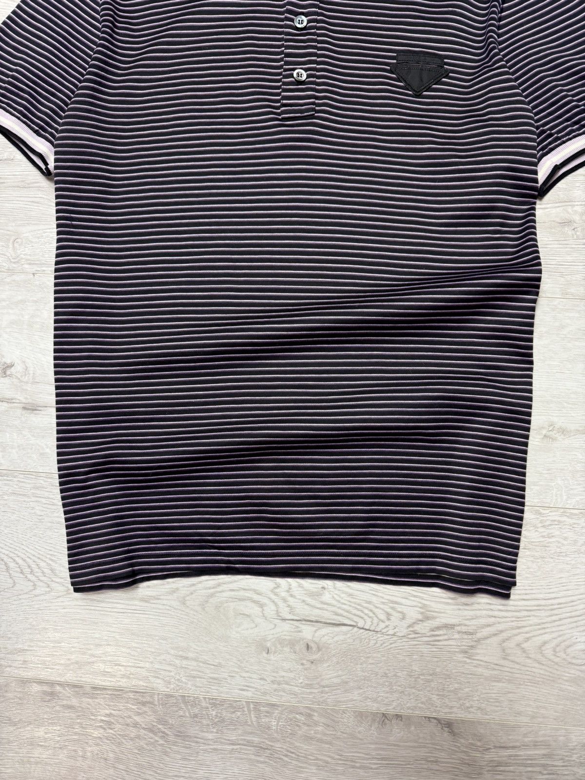 Prada Vintage Prada Men’s Striped Polo T-Shirt Triangle Logo Patch Size US L / EU 52-54 / 3 - 6 Thumbnail