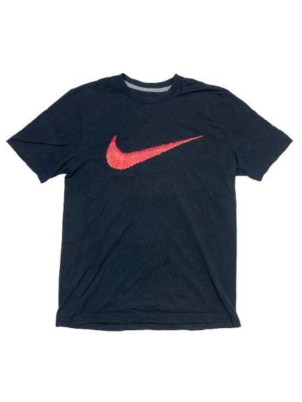 Nike × Vintage Nike Shirt Mens Black Red Logo Graphic Swoosh Check Workout Size US L / EU 52-54 / 3 - 1 Thumbnail