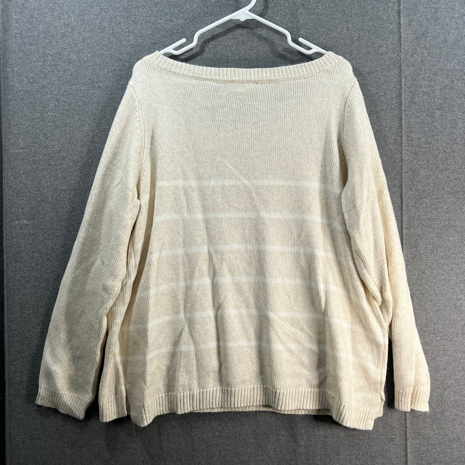 Other Candace Cameron Bure Boatneck Striped Sweater Oatmeal Heat Size XL / US 12-14 / IT 48-50 - 2 Thumbnail