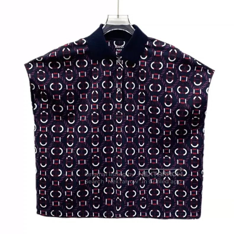 Hermes Hermes Color-Blocked Pig Nose All-Over Printed Collar Cott Size XS / US 0-2 / IT 36-38 - 1 Thumbnail