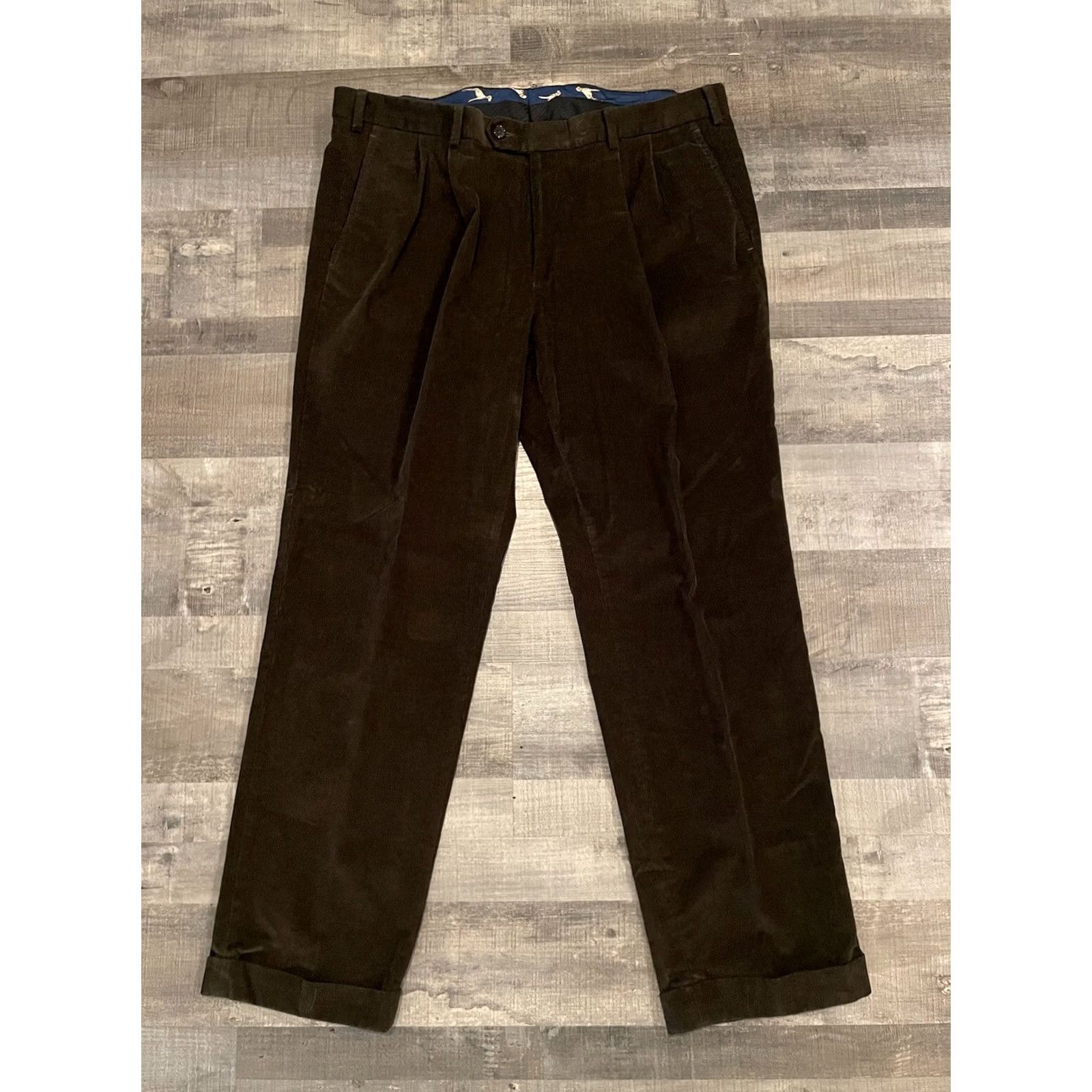 Ralph Lauren Lauren Ralph Lauren Pants Corduroy Pleated Cuffed Brown 38x29 Men Classic Fit Straight Inseam 29 Color Brown Size US 38 / EU 54 - 5 Thumbnail