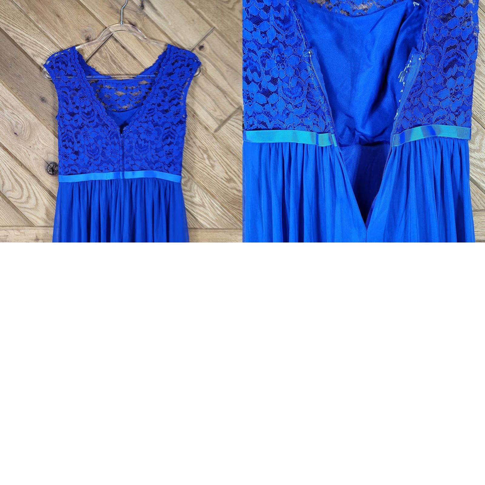 Vintage David's Bridal Cocktail Dress Womens Size 6 Lace Chiffon V-Neck Royal Blue Dress Size M / US 6-8 / IT 42-44 - 8 Thumbnail