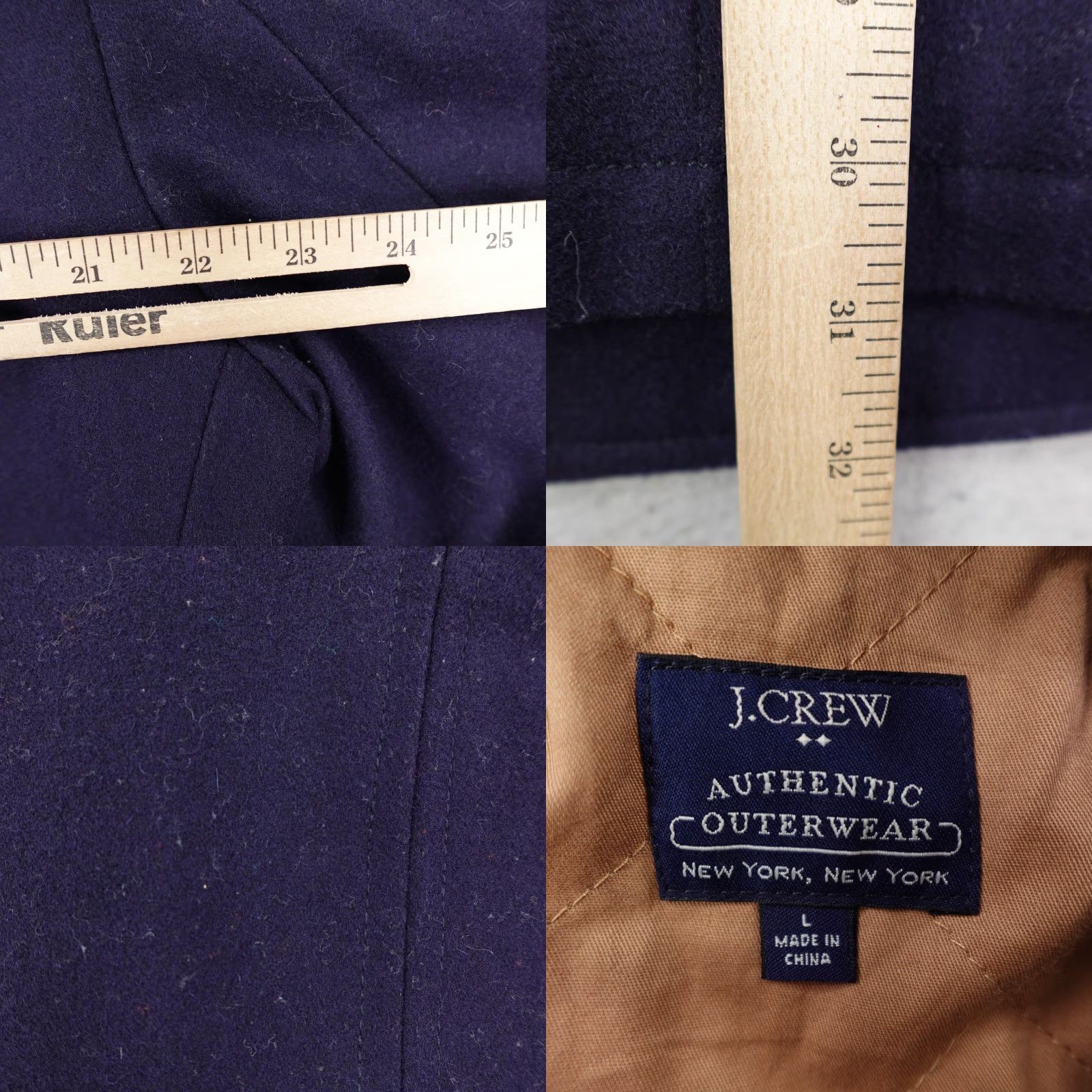 J.Crew J Crew Jacket Men Large Navy Blue Wool Blend Peacoat Quilt Lined Double Breasted Size US L / EU 52-54 / 3 - 8 Thumbnail