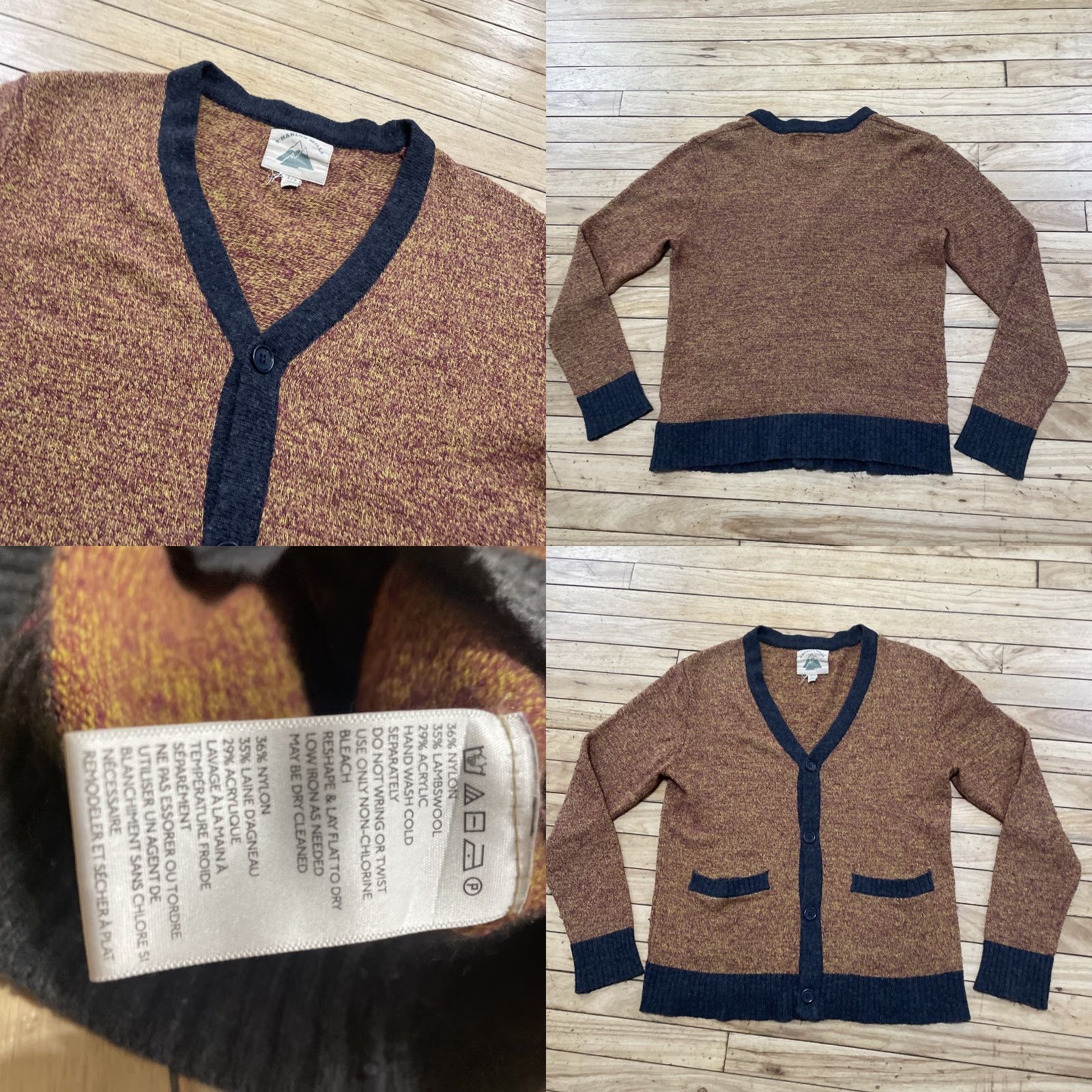 Vintage O'Hanlon Mills Lambs Wool Cardigan Sweater Rust Gray Marled Knit Pockets Men's S Size US S / EU 44-46 / 1 - 11 Thumbnail