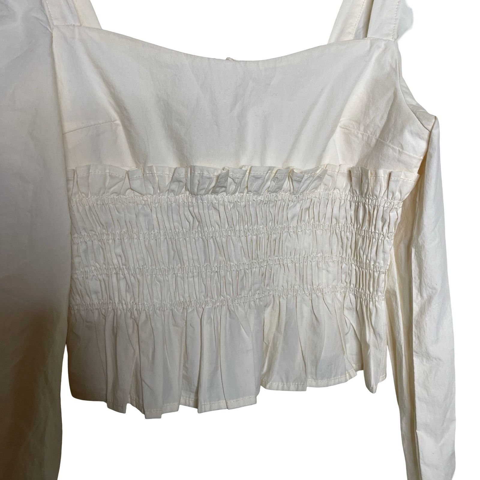 Ciao Lucia Ciao Lucia cream Katina crop top ballon sleeves sz XS Size XS / US 0-2 / IT 36-38 - 4 Thumbnail