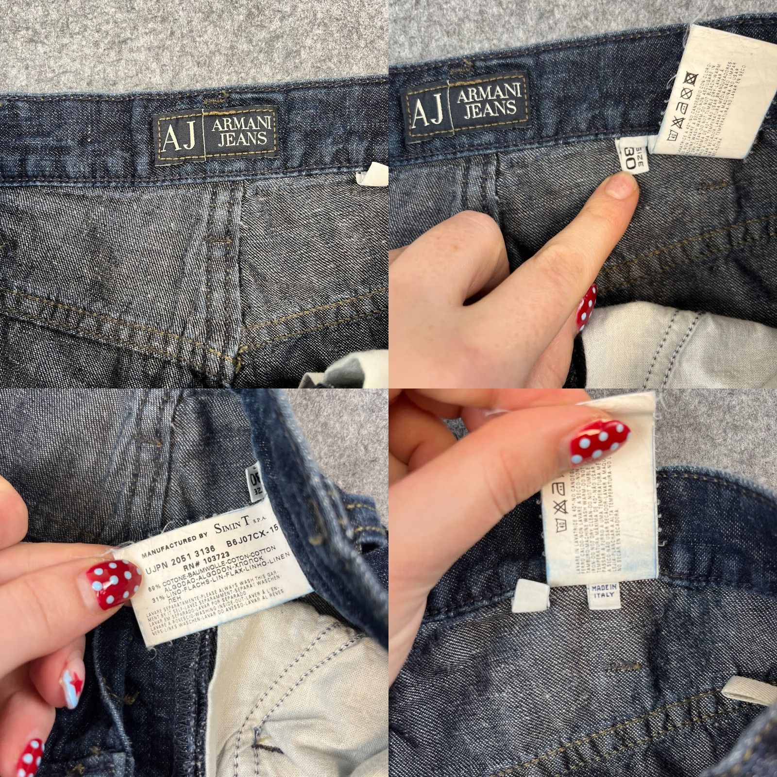 Vintage Armani Jeans Jeans Regular Straight 30 32 Blue Indigo Denim 5-Pocket Logo Button Vintage No Mens 30 in Dark Wash Indigo Denim Size US 30 / EU 46 - 8 Thumbnail