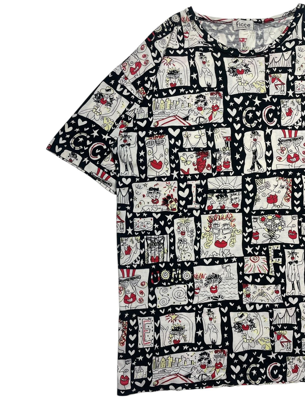Yoshiyuki Konishi 1980’s Ficce - All Over Print Pop Art Graphic TShirt Size US M / EU 48-50 / 2 - 3 Thumbnail