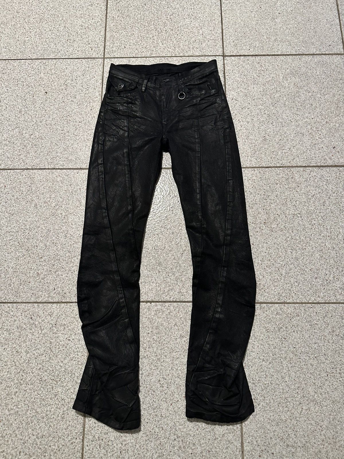 Julius Julius_7 SS25 Black Waxed Spiral Bootcut Denim Size US 30 / EU 46 - 1 Thumbnail