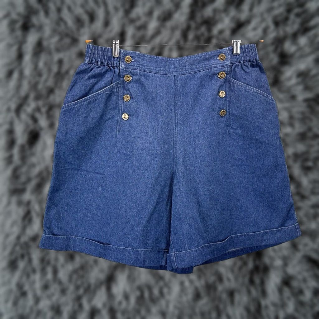 Vintage VINTAGE Street Styles By Claiborne Denim Jean Shorts Plus Size 20 Blue Pull On Nautical Womens Size 42" / US 20 - 1 Thumbnail