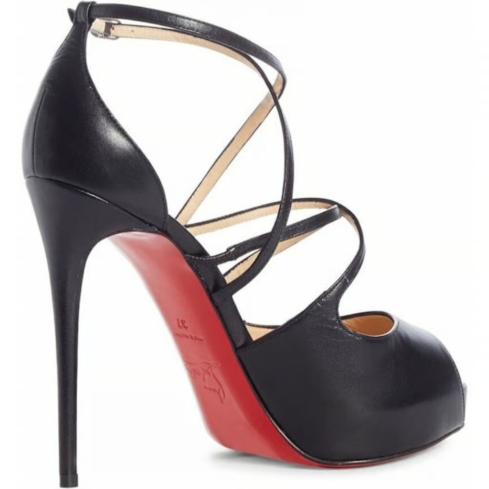 Christian Louboutin Holly Alta 120 Black Criss Cross Strap Sandal Heel Pump 42 Size US 12 / IT 42 - 7 Thumbnail