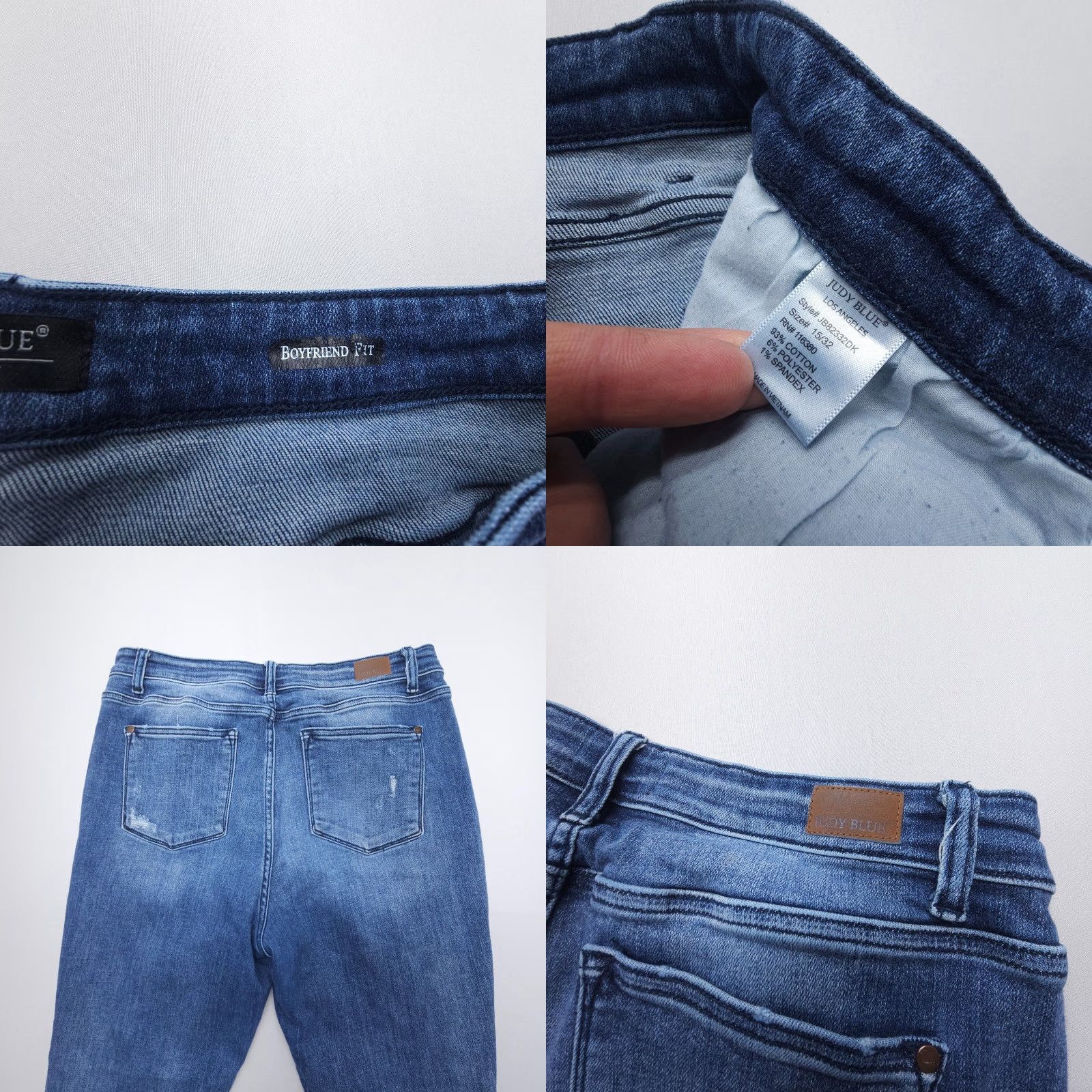 Denime Judy Blue Jeans Womens 15 / 32 Boyfriend Fit Distressed Dark Wash Denim Blue Size 24" / US 00 / IT 34 - 8 Thumbnail