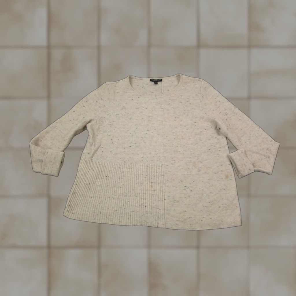 Eileen Fisher Eileen Fisher Sweater Womens Petite PM M Beige Crew Neck Long Sleeve Open-Knit Pullover Casual Knit Wool Cotton Nylon Holiday 80s 90s Classic Womens Size M / US 6-8 / IT 42-44 - 1 Thumbnail