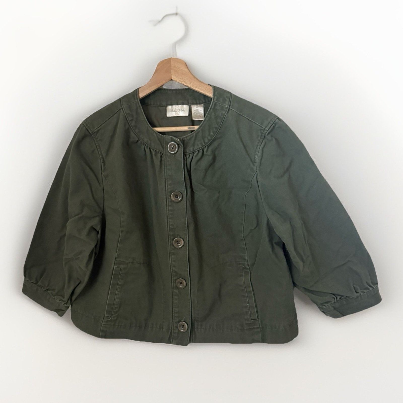 Other Studio Works Canvas Cropped 3/4 Sleeve Casual Career Jacket Size S / US 4 / IT 40 - 1 Thumbnail
