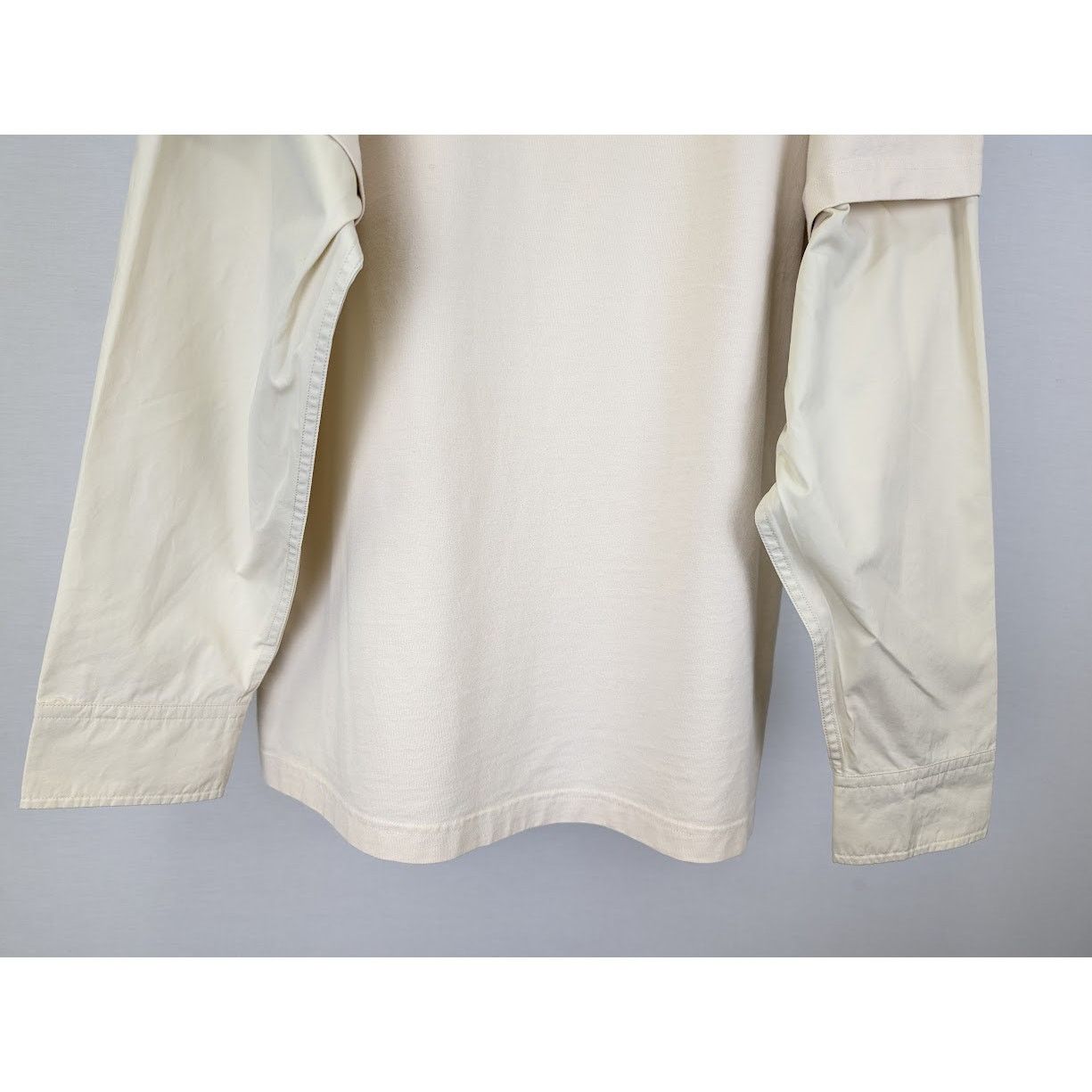 Balenciaga o1rshd1 Layered T-Shirt Back Hem Vintage Jersey Cream/Black Size US M / EU 48-50 / 2 - 5 Thumbnail