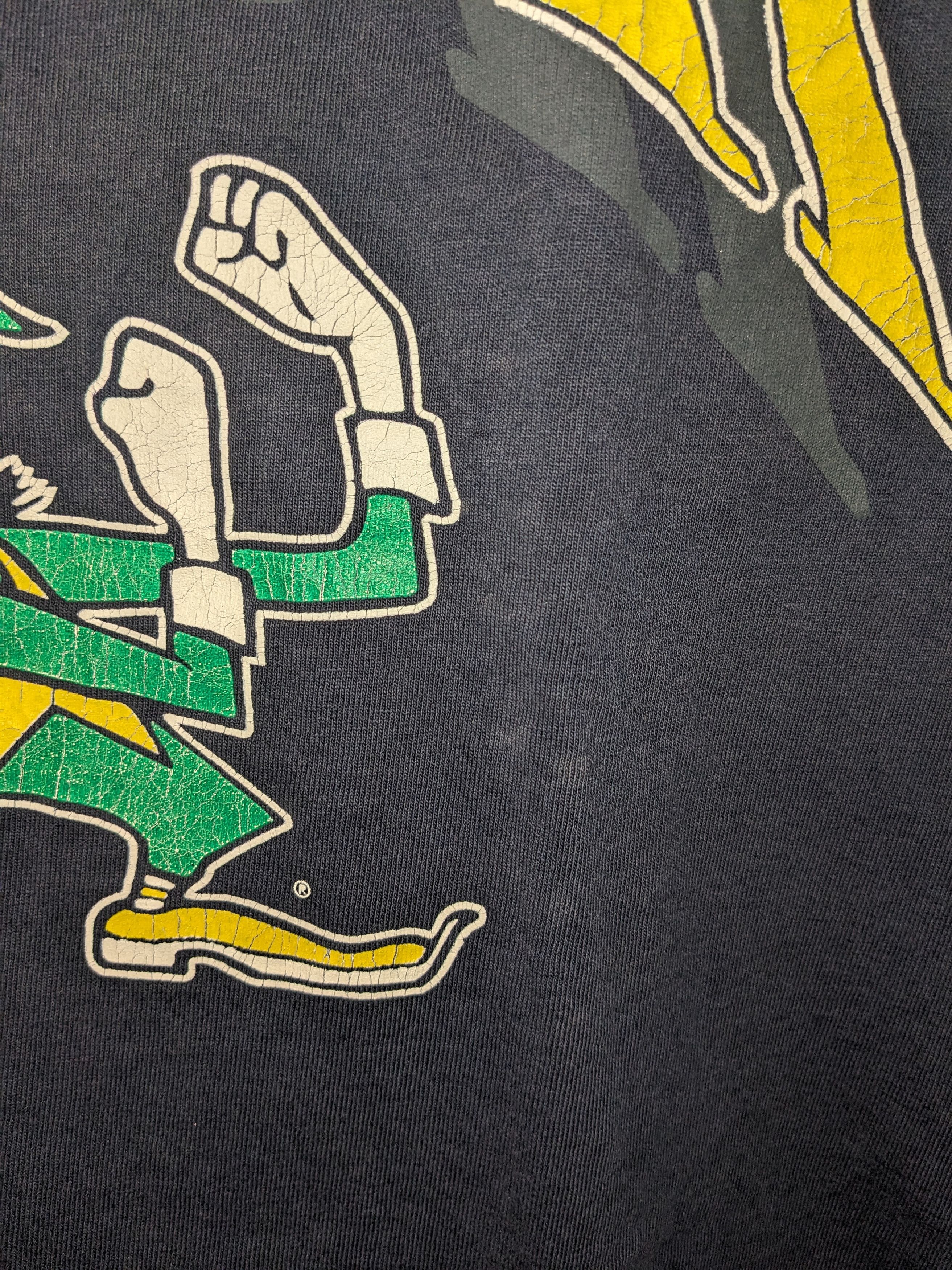 Salem Sportswear × Vintage Vintage 90s Notre Dame Fighting Irish Big Print T-Shirt Size US XL / EU 56 / 4 - 10 Thumbnail