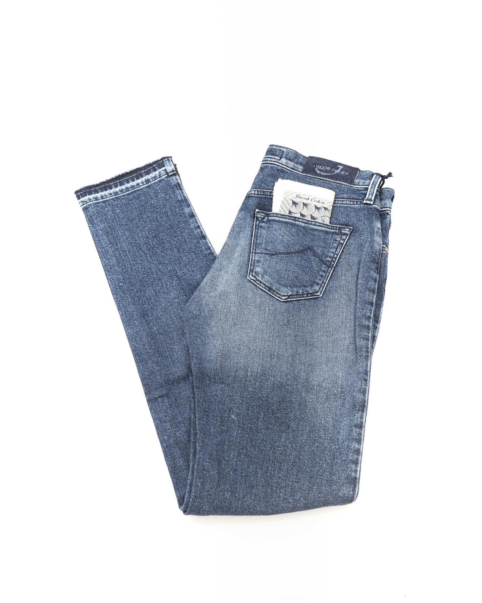 image of Jacob Cohen Solid Colour Slim Fit Cotton Jeans With 5 Pockets in Blue, Women's (Size 27)
