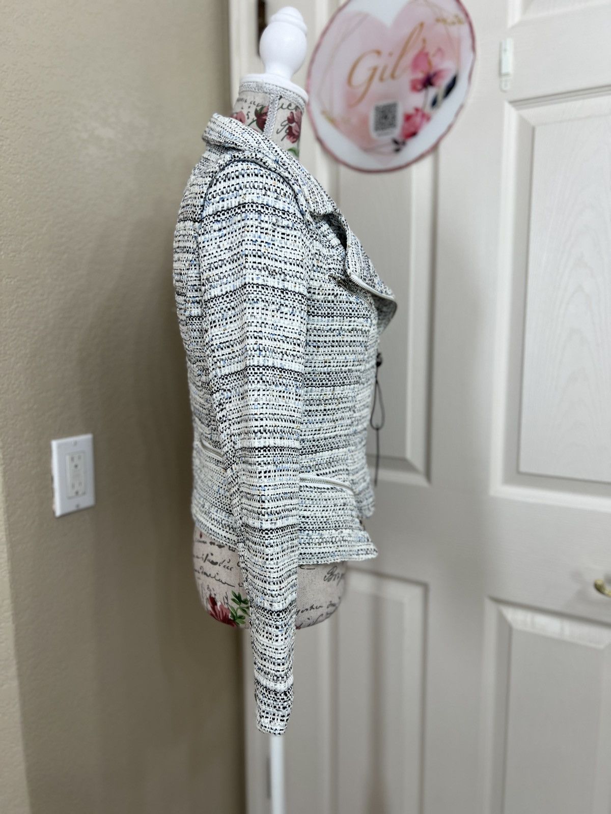 BLANKNYC Blank NYC tweed biker jacket black and white Size XS / US 0-2 / IT 36-38 - 2 Thumbnail