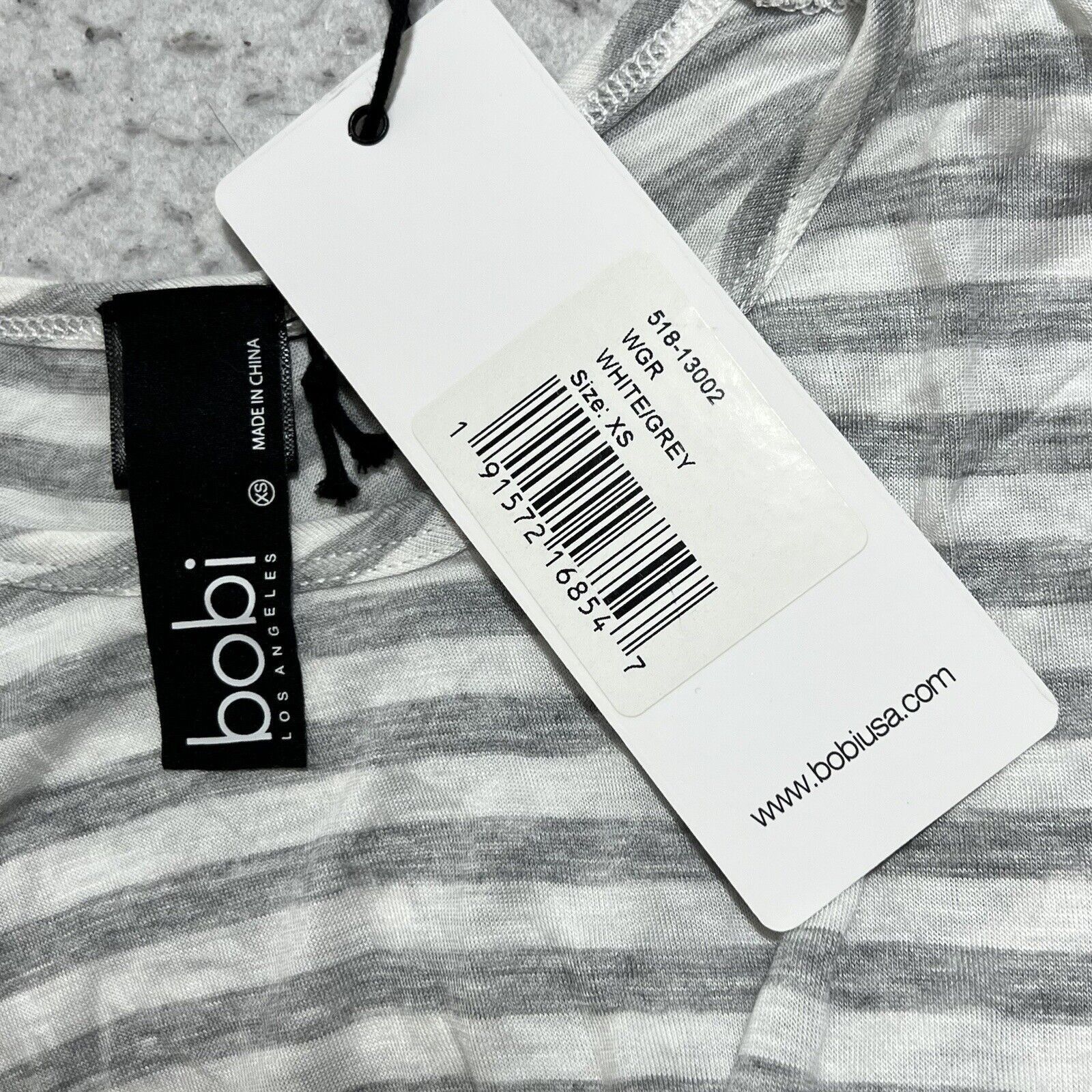 Nordstrom Bobi Sleeveless Tank Top Tie Strap Gray + White Striped Size XS / US 0-2 / IT 36-38 - 3 Thumbnail