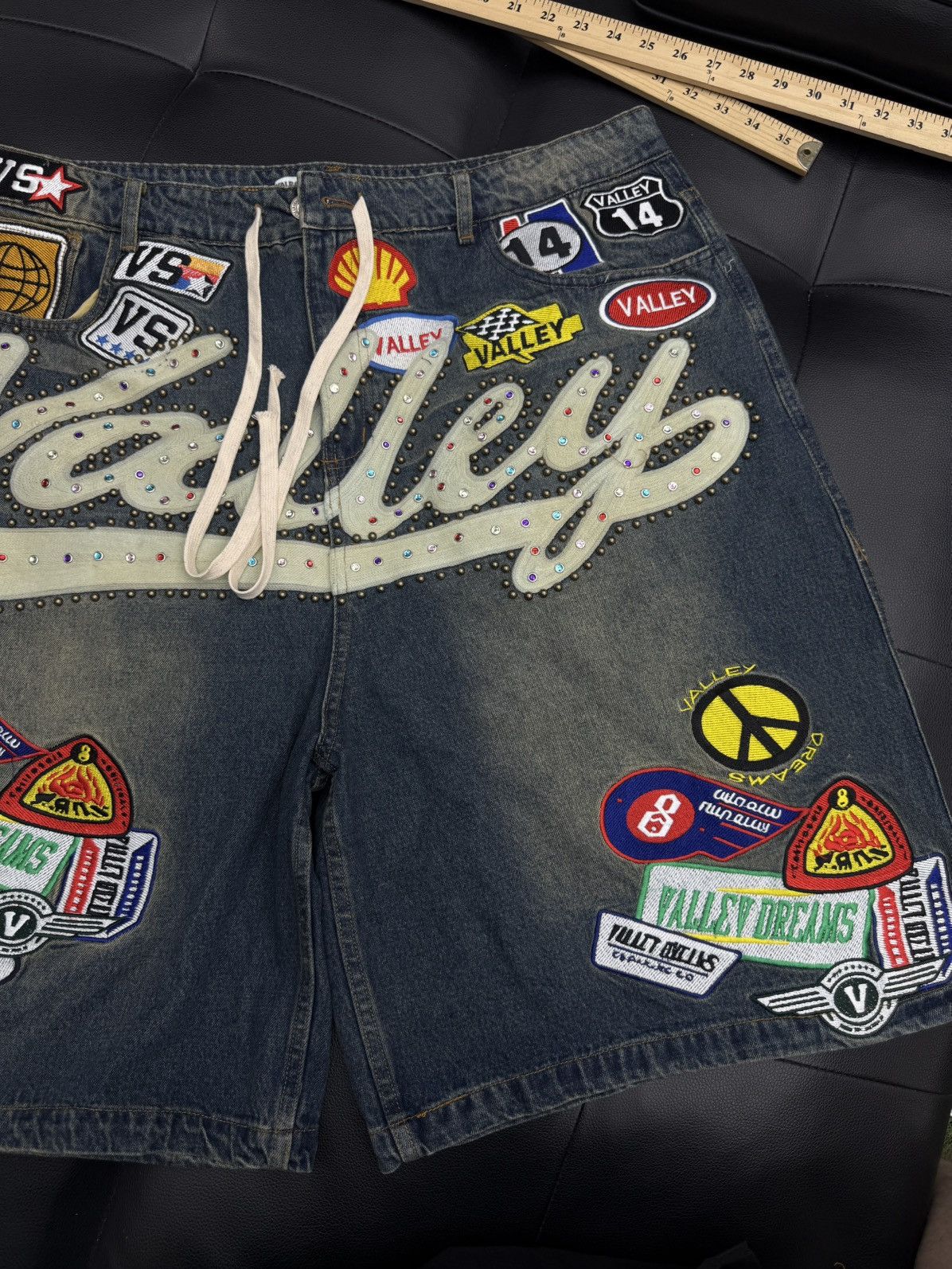 Vale Vale Blue Denim Patchwork Shorts Size 38 (Brand New) Size US 38 / EU 54 - 3 Thumbnail