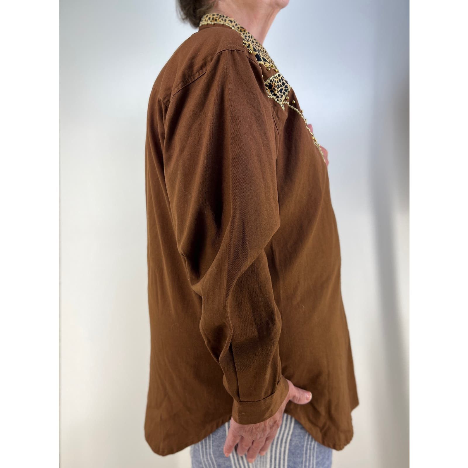 Other × Vintage Vintage Ashley Stewart Button Up Shirt Leopard Print Brown Size XXL / US 16-18 / IT 52-54 - 4 Thumbnail