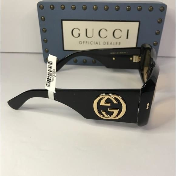 Gucci New Authentic Unisex GG1251S 001 Black/Yellow lenses Oversiz Size ONE SIZE - 7 Thumbnail