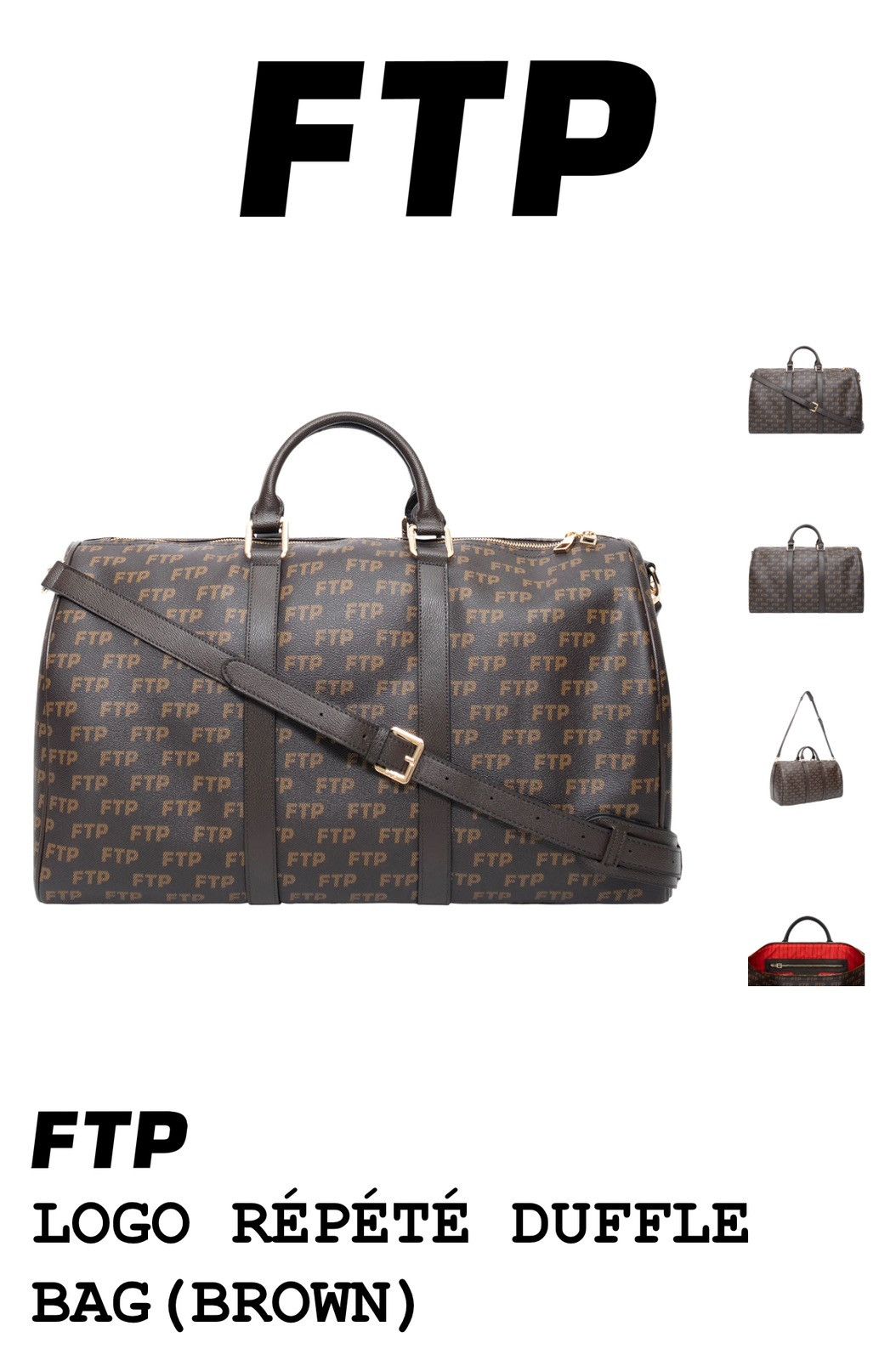 Fuck The Population FTP Brown Damier Duffle Bag Size ONE SIZE - 15 Thumbnail
