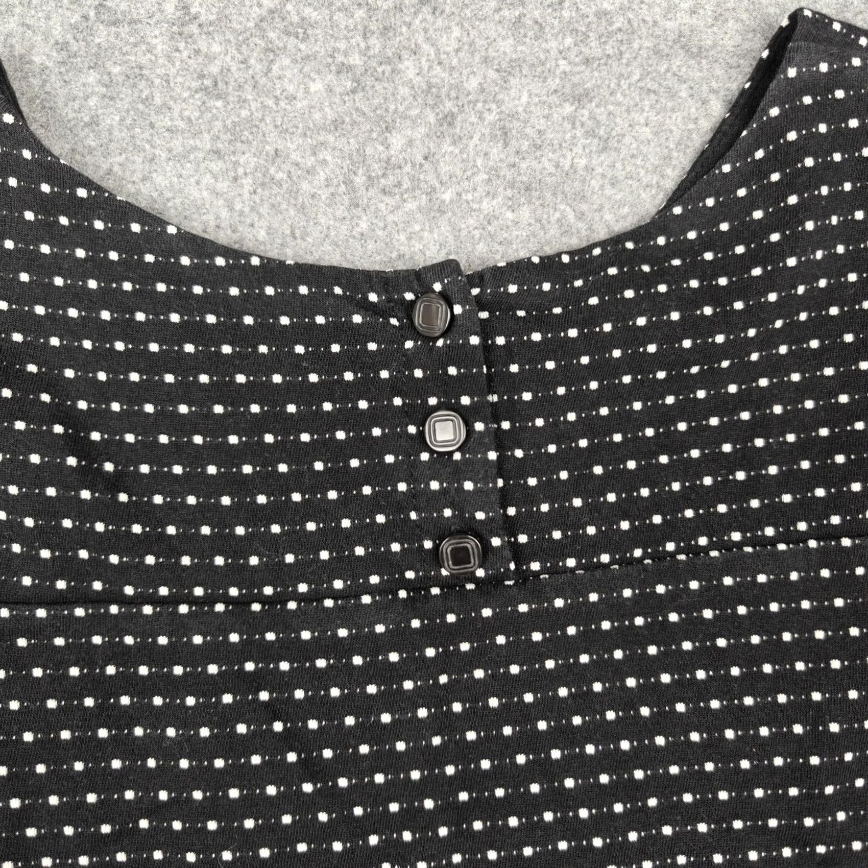 Vintage Maeve Anthropologie Dress Womens M Black Polka Dot Knit Shift Short Sleeve Mini Size 32" / US 10 / IT 46 - 7 Thumbnail