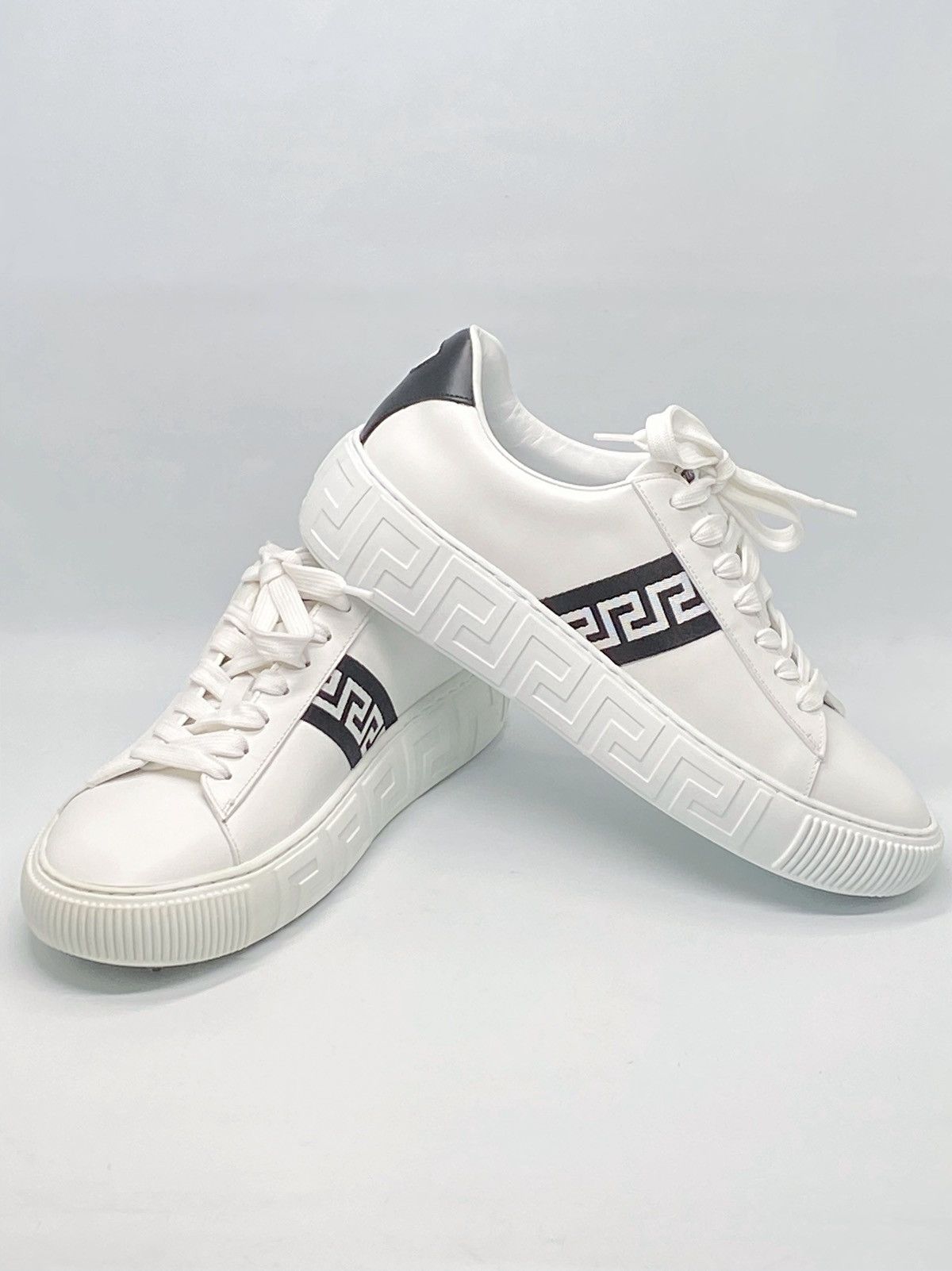 Versace Versace La Greca Ribbon-Trim Leather Sneakers size 40 Size US 10 / IT 40 - 1 Thumbnail