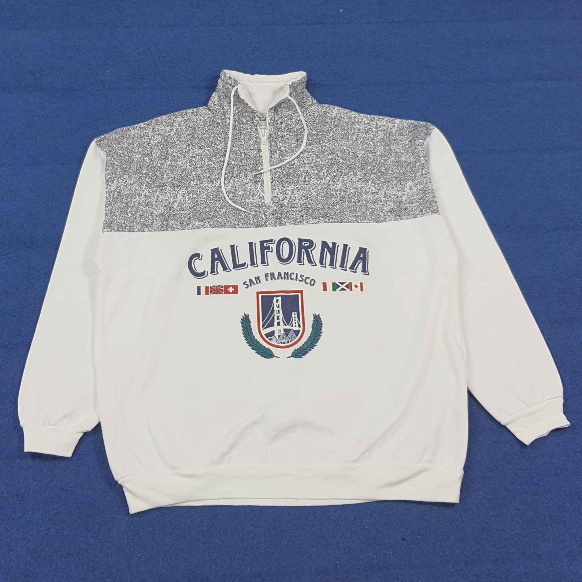 Vintage Vtg 90s California San Francisco Half Zip Sweatshirt C290N27 Size US L / EU 52-54 / 3 - 1 Thumbnail