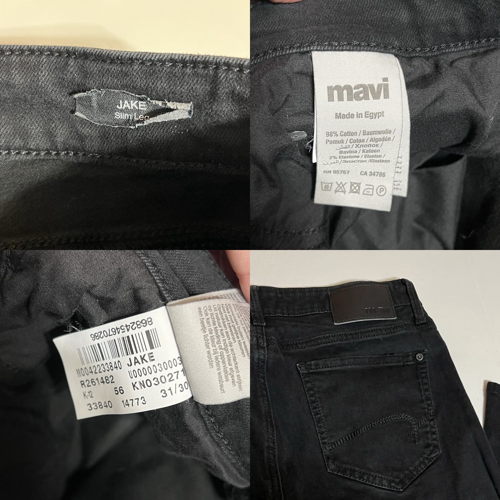 Mavi Mavi Jake Slim Leg Black Jeans Men's 31x29 31x30 Stretch Denim Cotton Blend Logo Slim Jeans Mens Size US 31 - 8 Thumbnail