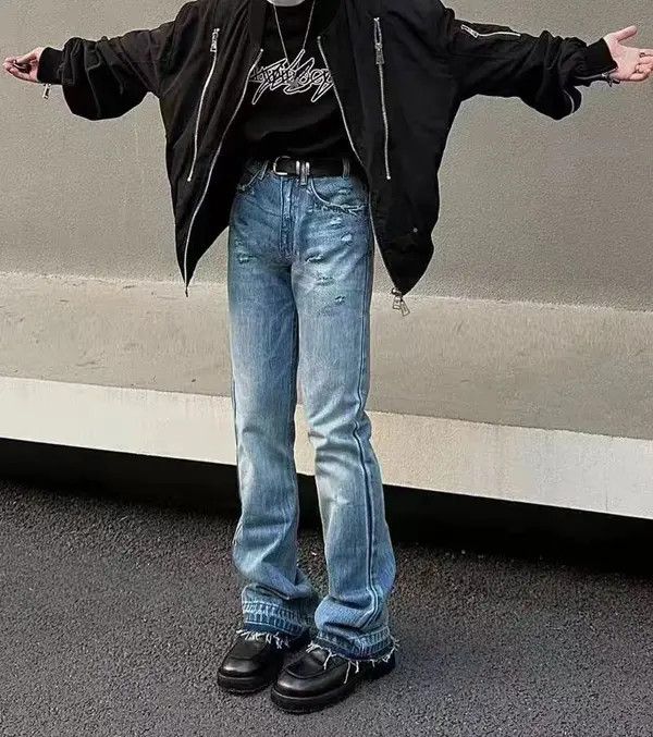 Japanese Brand × Jean Retro casual street ripped micro-flared jeans Size US 32 / EU 48 - 2 Thumbnail