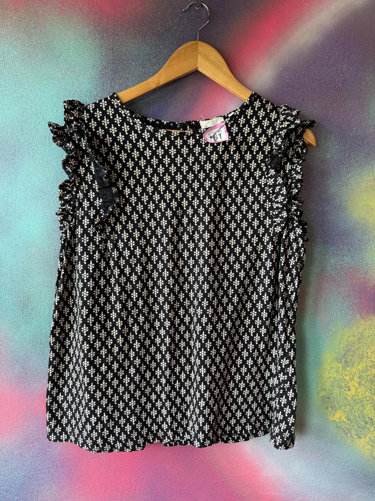 Other Fat Face navy blue & white Geometric Sleeveslees Ruffle Top Size XL / US 12-14 / IT 48-50 - 1 Thumbnail