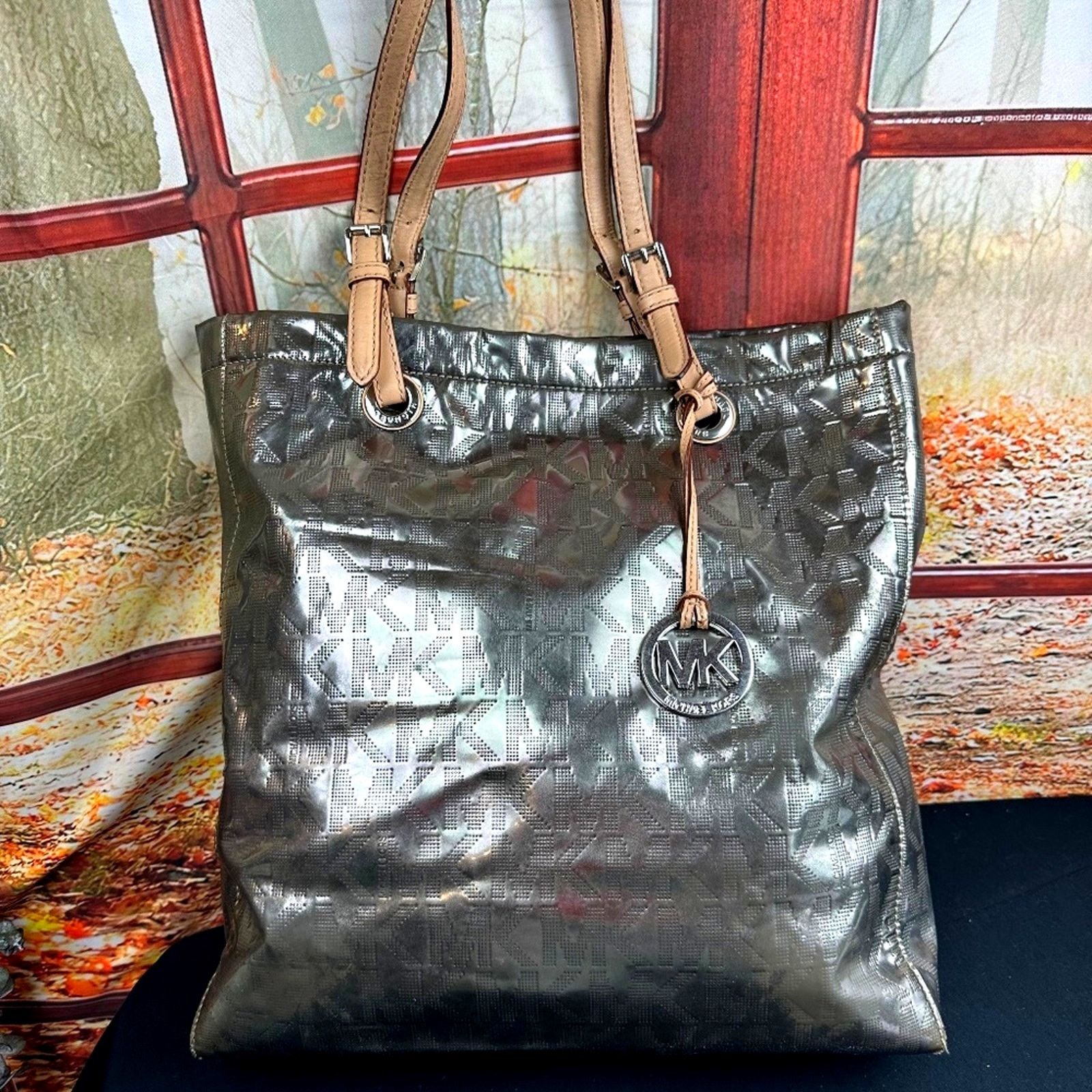 Michael Kors Michael Kors Metallic Mirror PVC Leather North South Tote Size ONE SIZE - 5 Thumbnail
