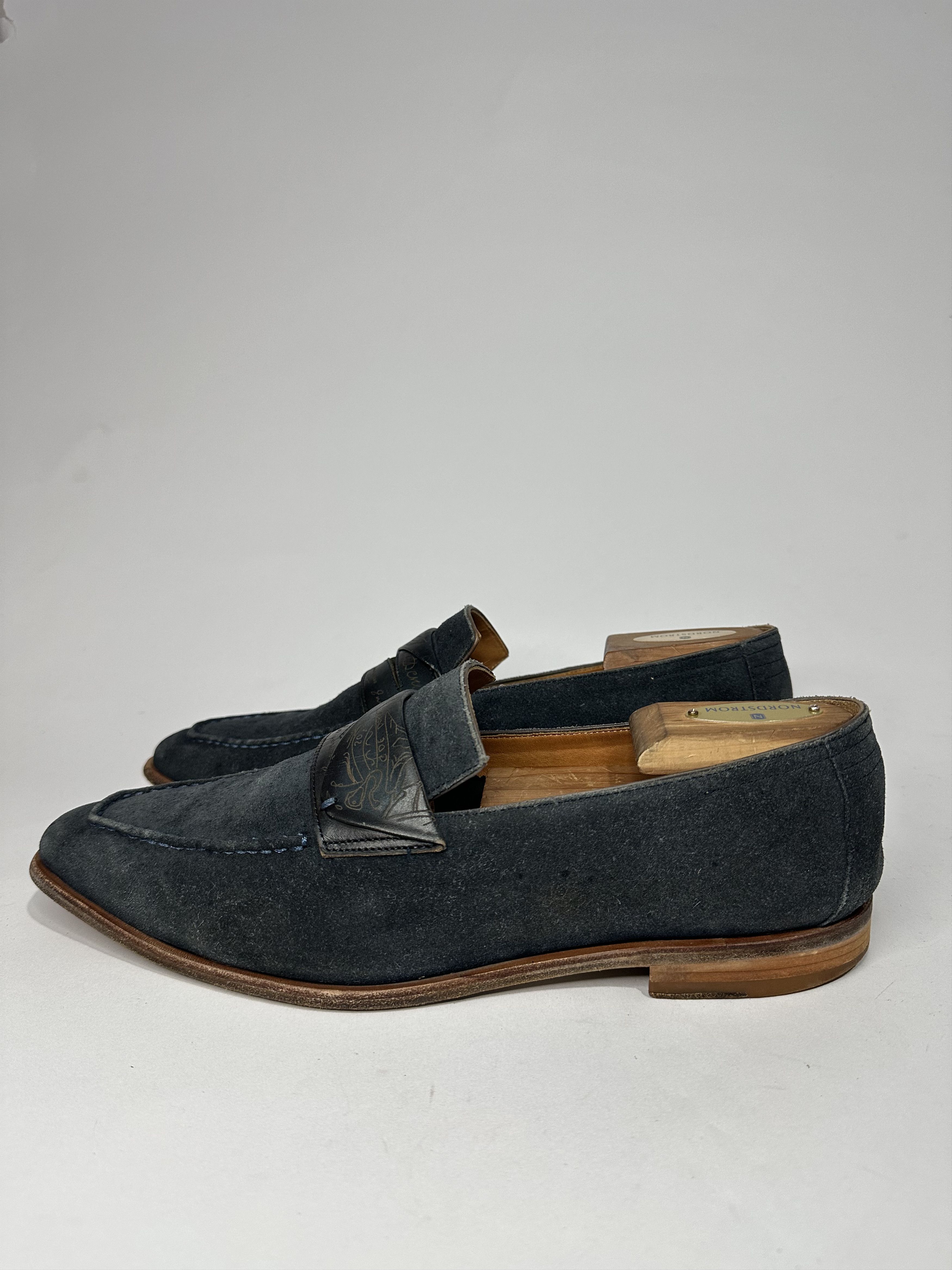 Berluti Berluti Lorenzo Scritto Blue Suede Trimmed Loafers Size US 8.5 / EU 41-42 - 5 Thumbnail