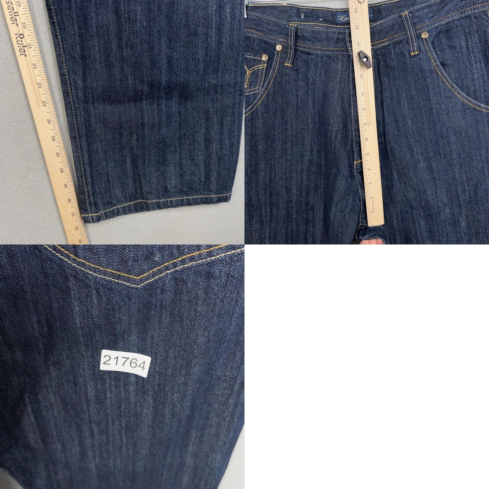 Denime Exsto Jeans Mens 36 Dark Wash Denim Straight Leg Baggy Logo Back Graphic Skater Size US 36 / EU 52 - 9 Thumbnail