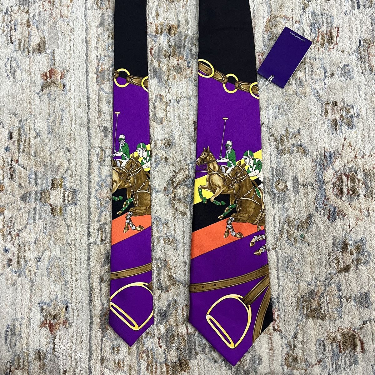 Ralph Lauren Purple Label Equestrian Scenic Silk Tie Size ONE SIZE - 8 Thumbnail
