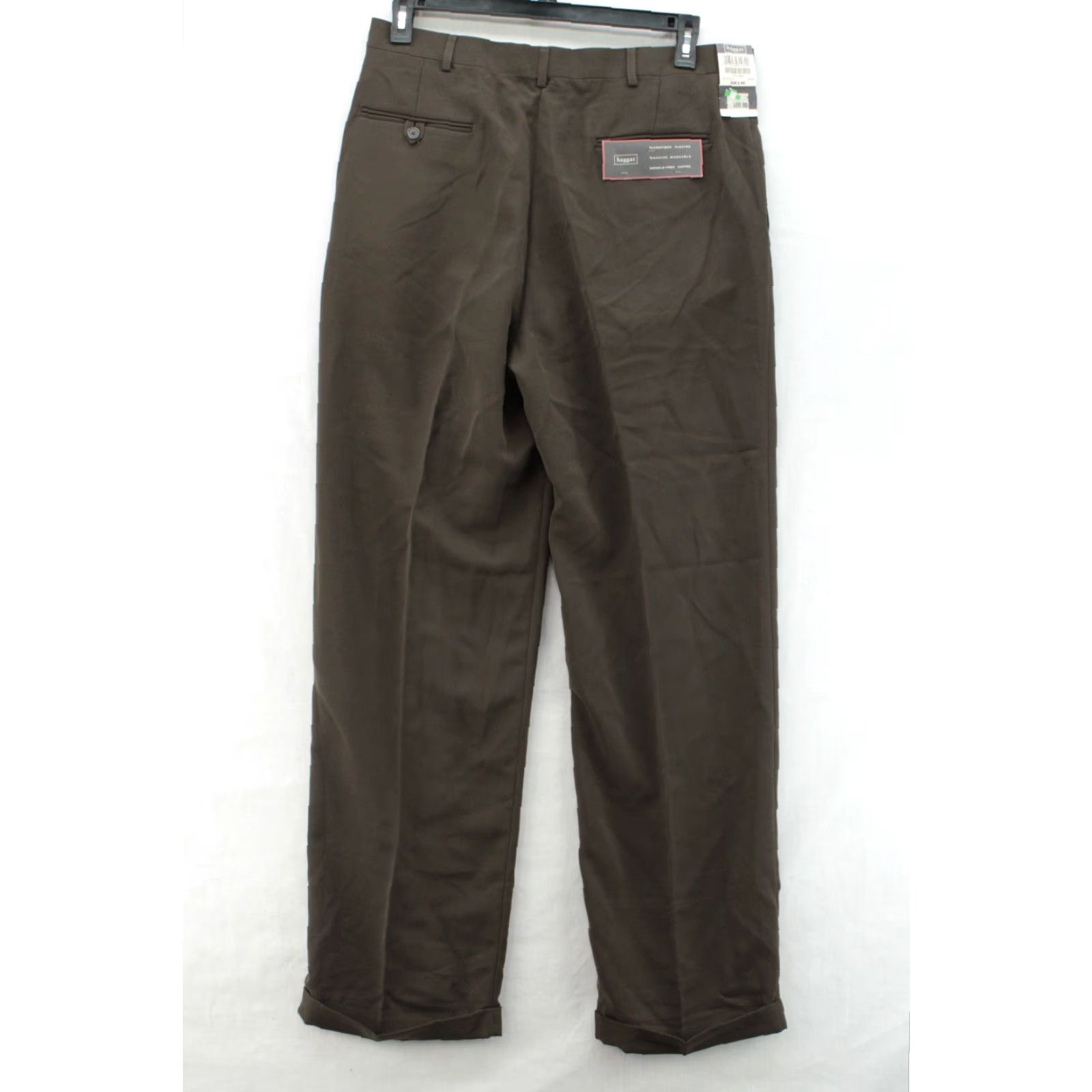 Haggar Haggar Dress Pants Mens 36X32 Brown Pleated Polyester Office Preppy Casual Pants Adult Regular Brown Size US 36 / EU 52 - 4 Thumbnail