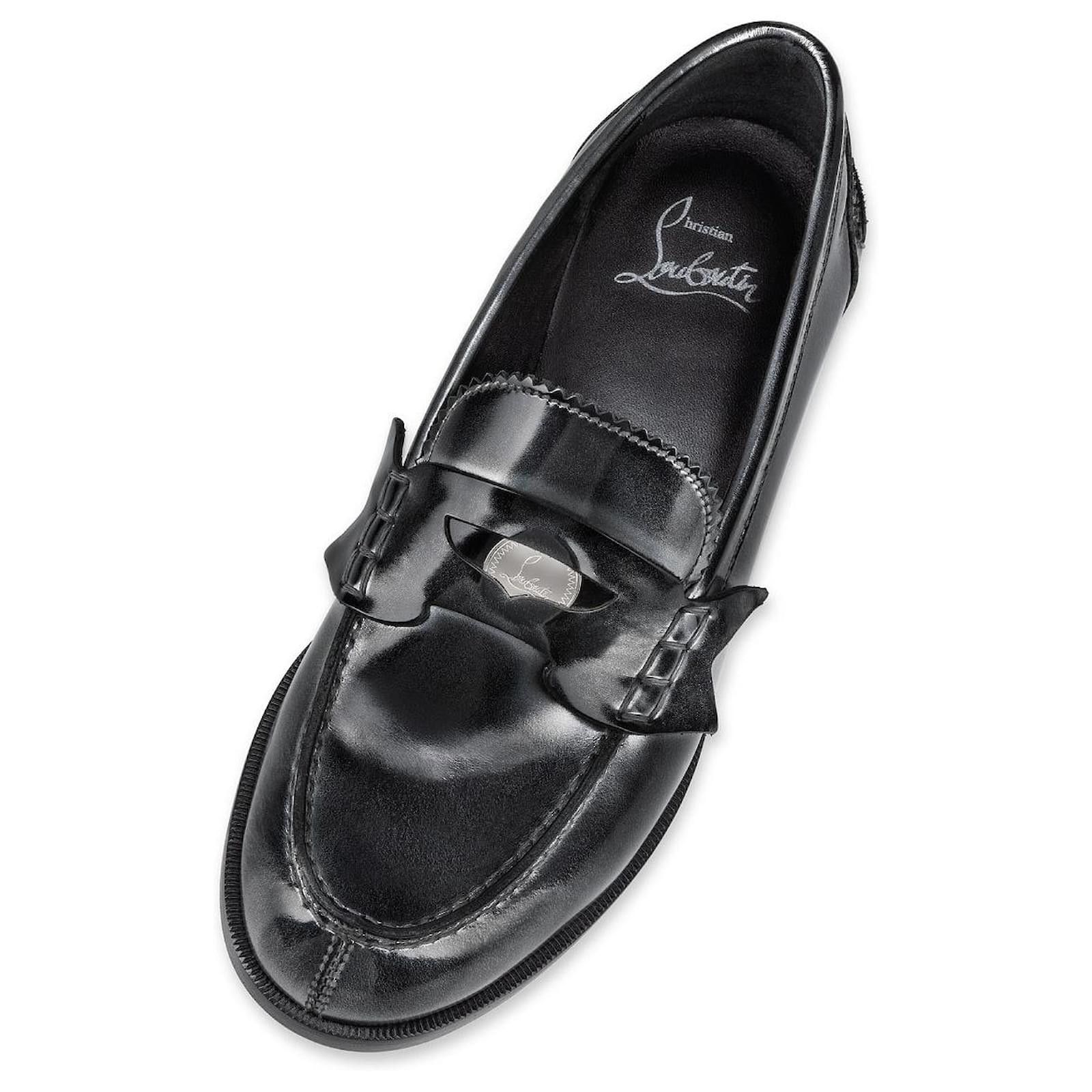 Christian Louboutin oc11z0325 Penny Flat Calf Brush in Silver/Black Size US 9.5 / EU 42-43 - 3 Thumbnail