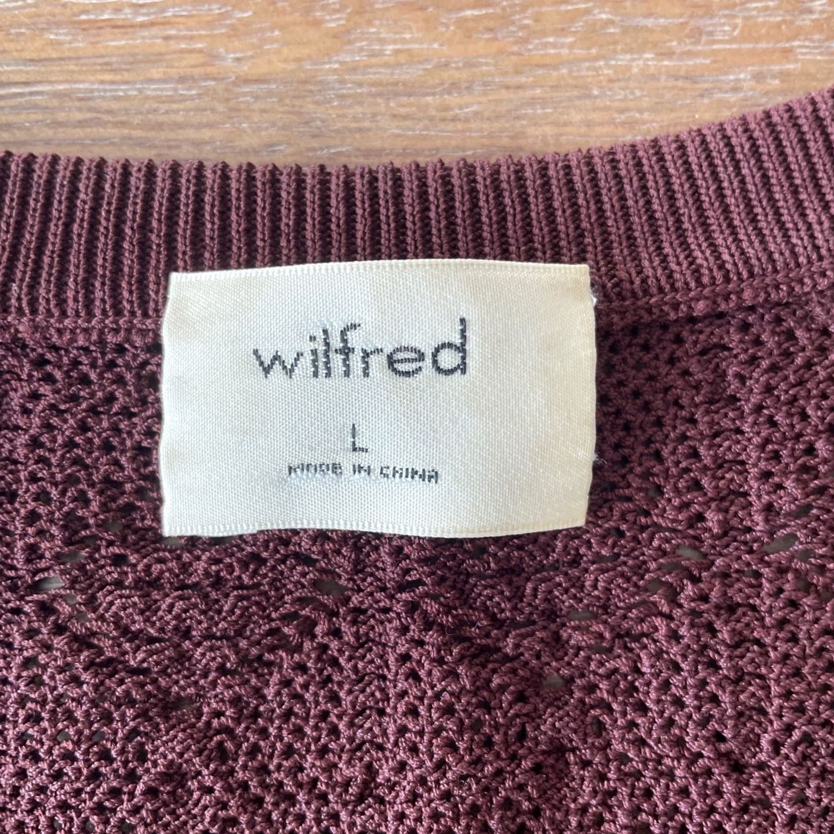 Vintage Wilfred Bernelle Sweater Womens Large Maroon Ruffle Open Knit Sweatshirt Knit Pullover Size L / US 10 / IT 46 - 3 Thumbnail